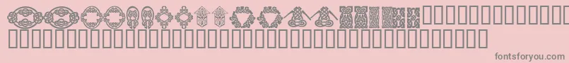 Weitere Informationen zur KrKelticFive-Schriftart KrKelticFive-Schriftart – Graue Schriften auf rosa Hintergrund