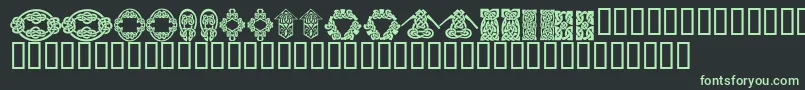 フォントKrKelticFive – 黒い背景に緑の文字