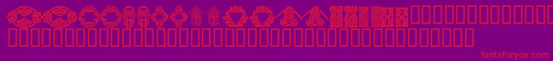 KrKelticFive-fontti – punaiset fontit violetilla taustalla