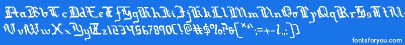 フォントRedcoatLeftalic – 青い背景に白い文字