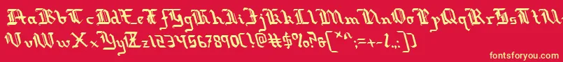 フォントRedcoatLeftalic – 黄色の文字、赤い背景