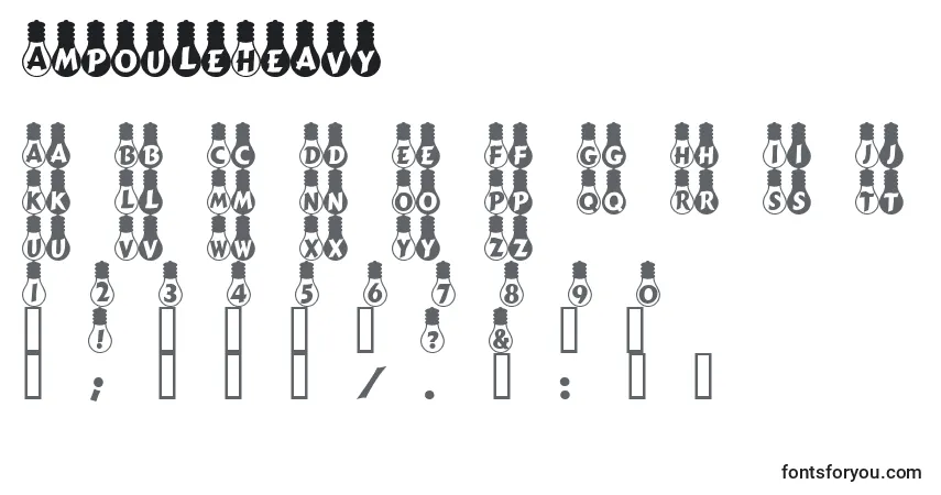 Czcionka AmpouleHeavy – alfabet, cyfry, specjalne znaki