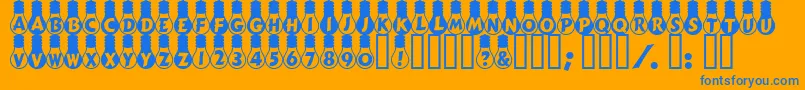 AmpouleHeavy-Schriftart – Blaue Schriften auf orangefarbenem Hintergrund