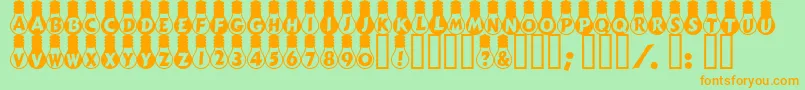 AmpouleHeavy-Schriftart – Orangefarbene Schriften auf grünem Hintergrund