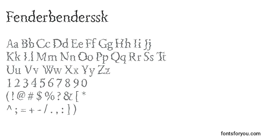 Schriftart Fenderbenderssk – Alphabet, Zahlen, spezielle Symbole