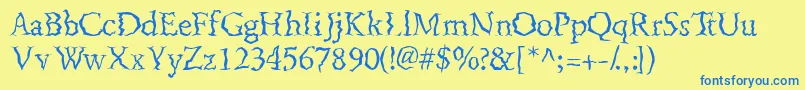 Fenderbenderssk Font – Blue Fonts on Yellow Background