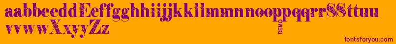 Storytellerdemo-Schriftart – Violette Schriften auf orangefarbenem Hintergrund