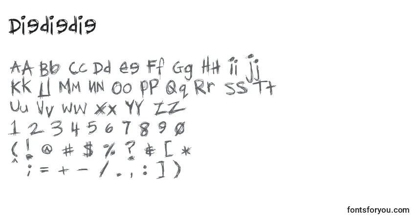 A fonte Diediedie – alfabeto, números, caracteres especiais