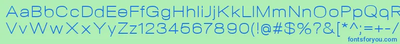 NeogramLightextd-Schriftart – Blaue Schriften auf grünem Hintergrund