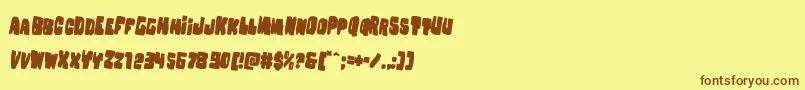 フォントNobodyhomerotate2 – 茶色の文字が黄色の背景にあります。