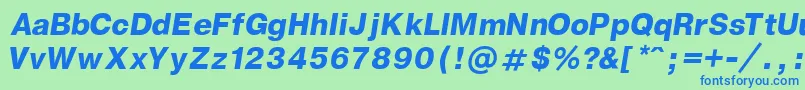 Police GenevaBoldItalic – polices bleues sur fond vert