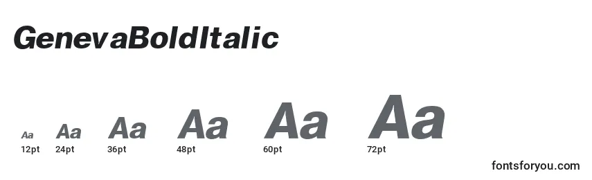 Größen der Schriftart GenevaBoldItalic