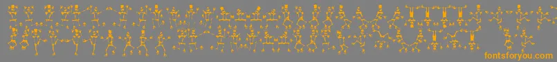 フォントMrskf ffy – オレンジの文字は灰色の背景にあります。