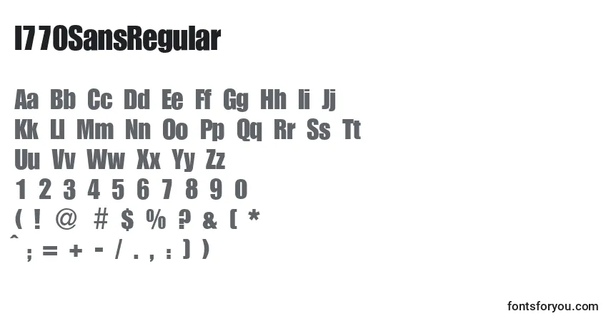 Шрифт I770SansRegular – алфавит, цифры, специальные символы