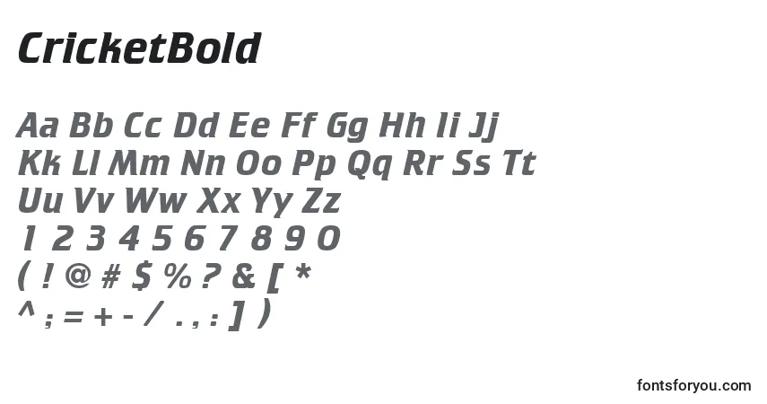 Шрифт CricketBold – алфавит, цифры, специальные символы