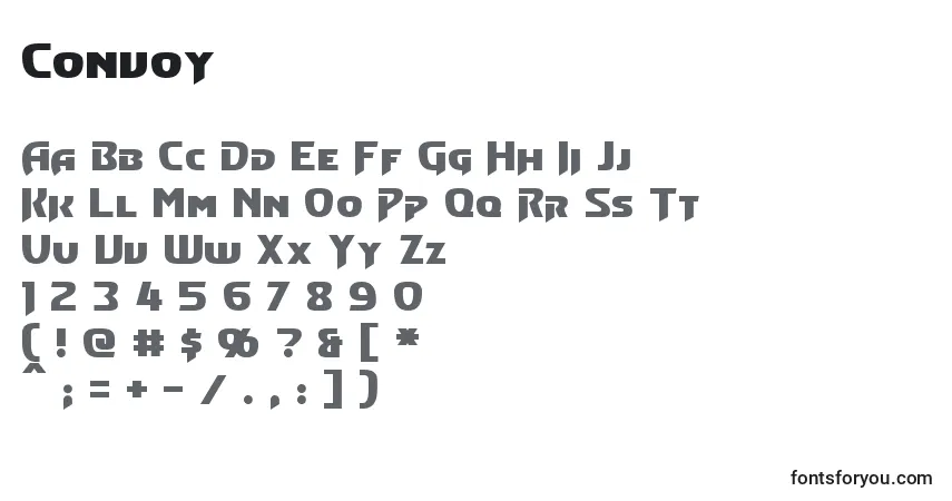 A fonte Convoy – alfabeto, números, caracteres especiais