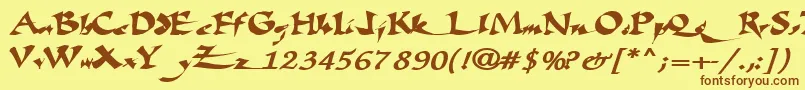 Fonte Fatescripttext29RegularTtext – fontes marrons em um fundo amarelo