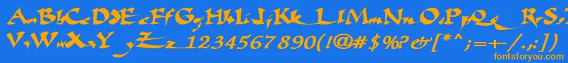Saiba mais sobre a fonte Fatescripttext29RegularTtext Fonte Fatescripttext29RegularTtext – fontes laranjas em um fundo azul