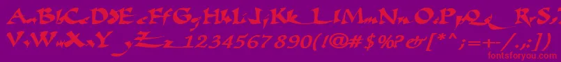 Fatescripttext29RegularTtext Font – Red Fonts on Purple Background