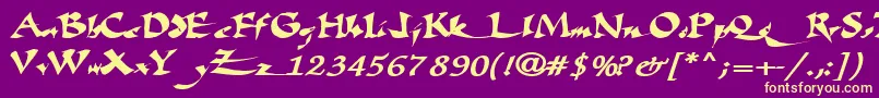 Fatescripttext29RegularTtext Font – Yellow Fonts on Purple Background