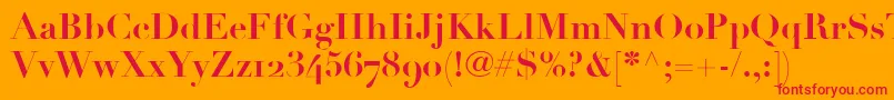 Czcionka LinotypeDidotBoldOldstyleFigures – czerwone czcionki na pomarańczowym tle