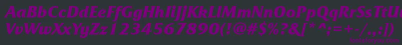 Шрифт FrizquadrataattBolditalic – фиолетовые шрифты на чёрном фоне