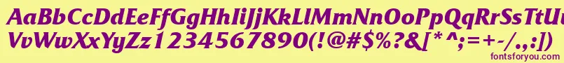 FrizquadrataattBolditalic Font – Purple Fonts on Yellow Background