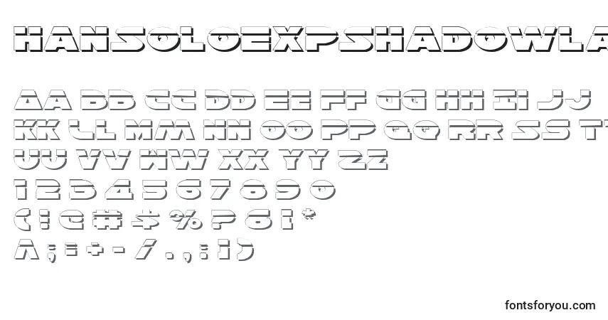 A fonte HanSoloExpShadowlaser – alfabeto, números, caracteres especiais