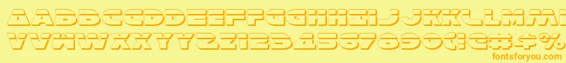 HanSoloExpShadowlaser-Schriftart – Orangefarbene Schriften auf gelbem Hintergrund