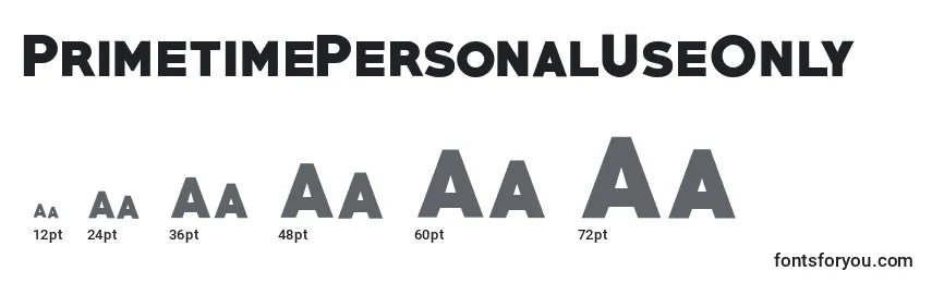 PrimetimePersonalUseOnly Font Sizes