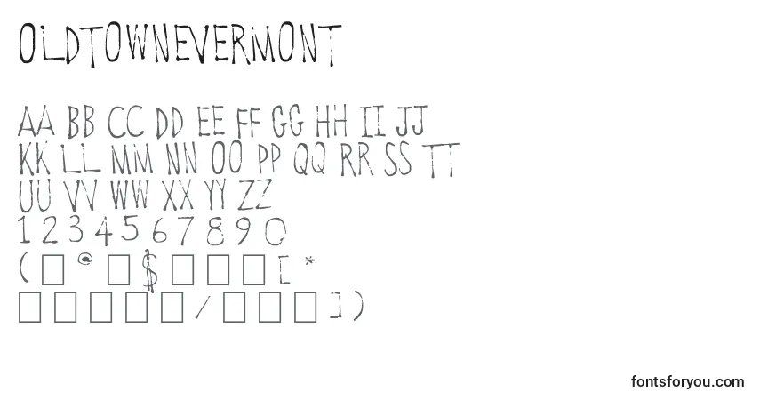 Czcionka OldTowneVermont – alfabet, cyfry, specjalne znaki