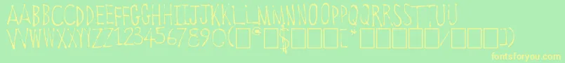 フォントOldTowneVermont – 黄色の文字が緑の背景にあります