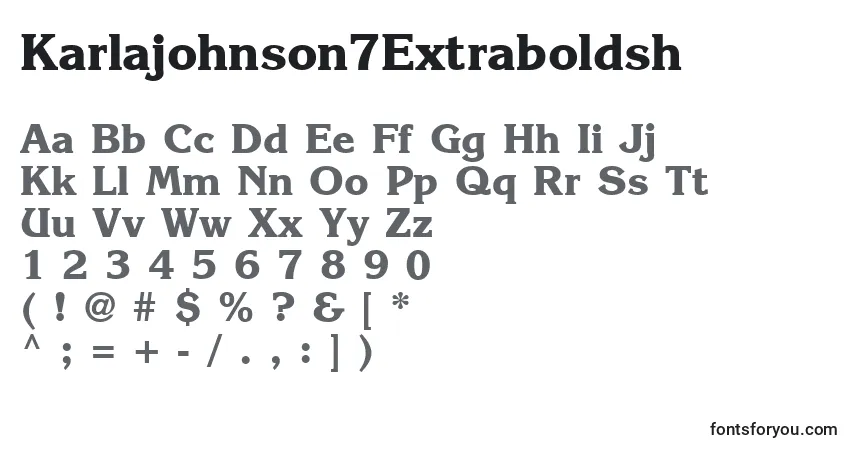Schriftart Karlajohnson7Extraboldsh – Alphabet, Zahlen, spezielle Symbole