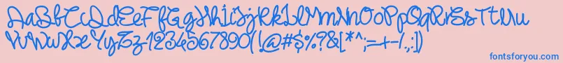 Pwnoodlething-Schriftart – Blaue Schriften auf rosa Hintergrund