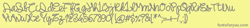 Pwnoodlething-Schriftart – Graue Schriften auf gelbem Hintergrund