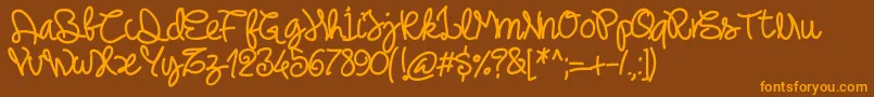 Pwnoodlething Font – Orange Fonts on Brown Background
