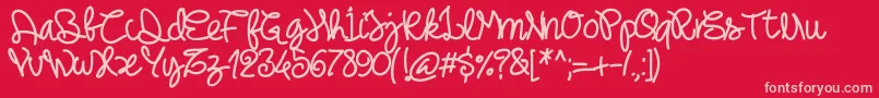 Pwnoodlething Font – Pink Fonts on Red Background