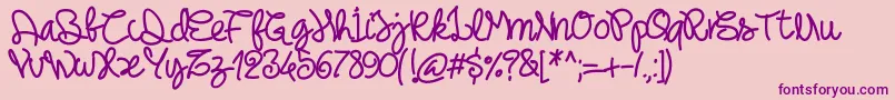 Pwnoodlething-Schriftart – Violette Schriften auf rosa Hintergrund
