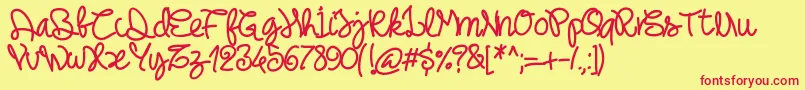 Pwnoodlething Font – Red Fonts on Yellow Background