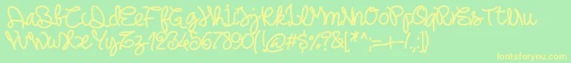 Pwnoodlething Font – Yellow Fonts on Green Background