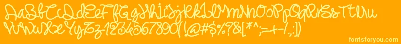 フォントPwnoodlething – オレンジの背景に黄色の文字