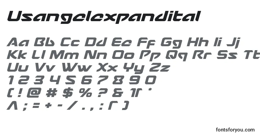 Шрифт Usangelexpandital – алфавит, цифры, специальные символы