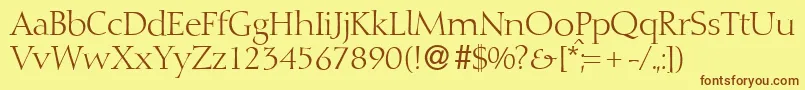 D730RomanRegular Font – Brown Fonts on Yellow Background