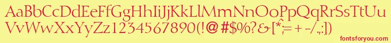 D730RomanRegular Font – Red Fonts on Yellow Background