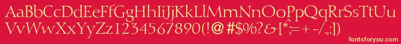 D730RomanRegular Font – Yellow Fonts on Red Background