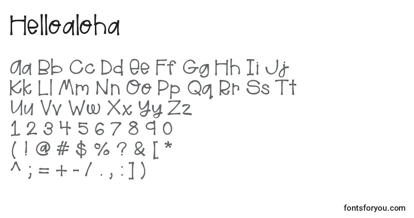 Шрифт Helloaloha – алфавит, цифры, специальные символы
