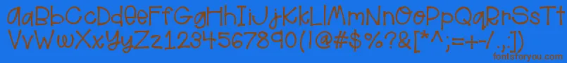 Helloaloha-Schriftart – Braune Schriften auf blauem Hintergrund
