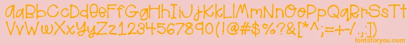 フォントHelloaloha – オレンジの文字がピンクの背景にあります。