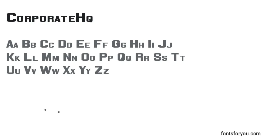 A fonte CorporateHq – alfabeto, números, caracteres especiais