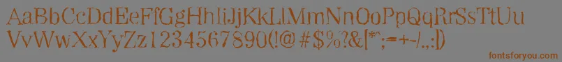 WichitarandomLightRegularフォントについての詳細 フォントWichitarandomLightRegular – 茶色の文字が灰色の背景にあります。
